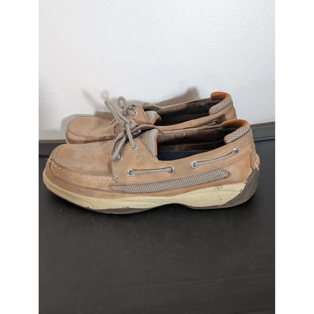 Sperry Top-Sider Men's 10.5M Billfish Tan Leather Boat Shoes 0777924 Non Slip